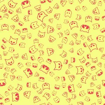 Seamless pattern background with low poly raccoon, wolf, cat イラスト素材