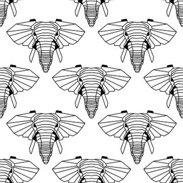Seamless pattern background of low polygonal elephants Stock Illustration