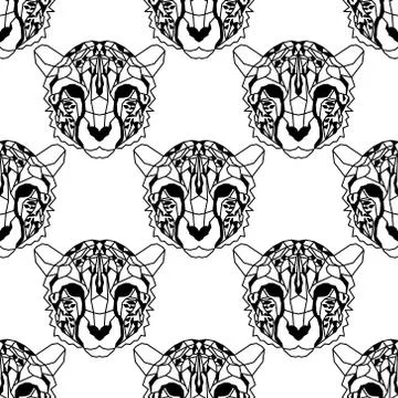 Seamless pattern background of low polygonal cheetahs Stock Illustration
