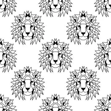 Seamless pattern background of low polygonal lions Stock Illustration