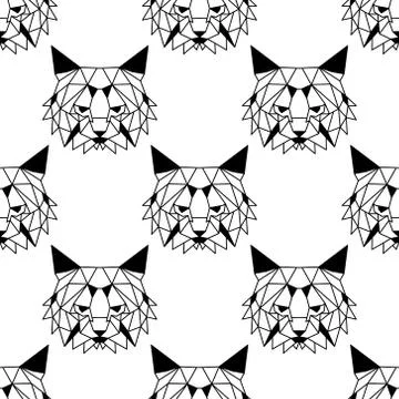 Seamless pattern background of low polygonal cats Stock Illustration
