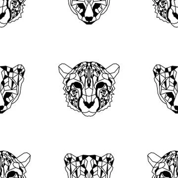 Seamless pattern background of low polygonal cheetahs Stock Illustration