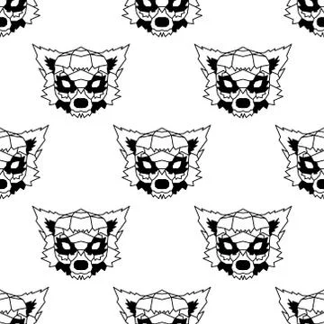 Seamless pattern background of low polygonal lemurs Stock Illustration