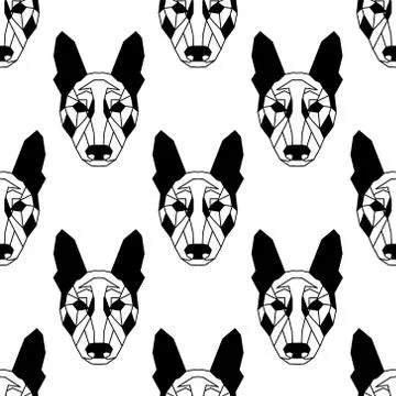 Seamless pattern background of low polygonal dogs Stock Illustration