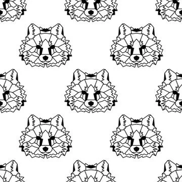 Seamless pattern background of low polygonal foxes Stock Illustration