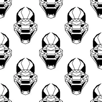 Seamless pattern background of low polygonal caracals Stock Illustration