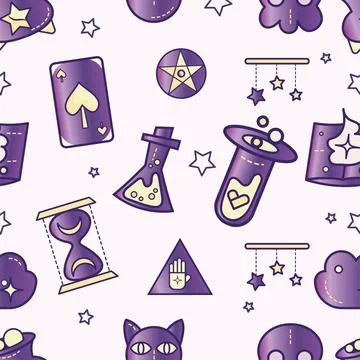 Seamless pattern background with magic icons Vector Stock Illustration