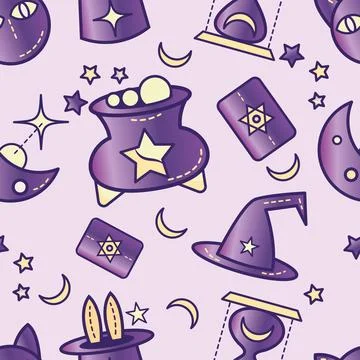 Seamless pattern background with magic icons Vector Stock Illustration
