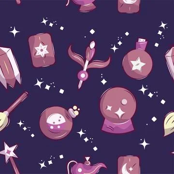 Seamless pattern background with magic icons Vector Stock Illustration
