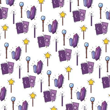 Seamless pattern background with magic icons Vector Stock Illustration