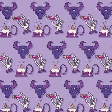 Seamless pattern background with magic icons Vector Stock Illustration