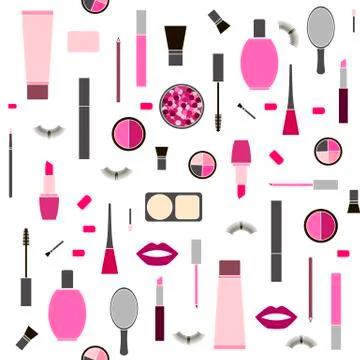 Seamless pattern background with Makeup products Stock Illustration