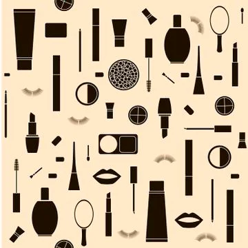 Seamless pattern background with Makeup products Stock Illustration