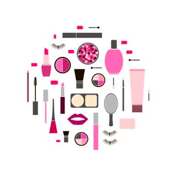 Seamless pattern background with Makeup products Stock Illustration