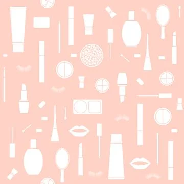 Seamless pattern background with Makeup products Stock Illustration