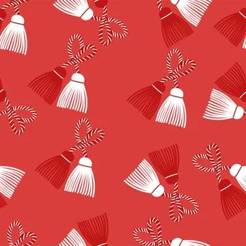 Seamless pattern background for Martisor holiday celebration. Various symbo.. Stock Illustration
