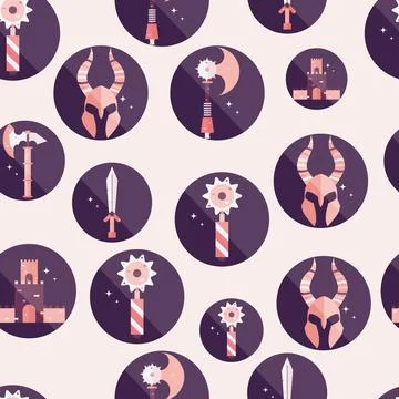 Seamless pattern background with medieval weapon icons Vector Stock Illustration