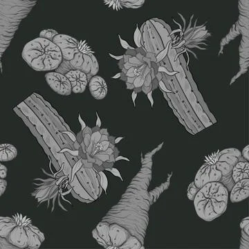 Seamless pattern, background with miraculous, hallucinogenic plants Stock Illustration