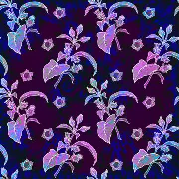 Seamless pattern, background with miraculous, hallucinogenic plants Illustrazione stock
