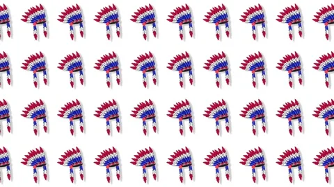 Seamless Pattern Background Of Native American Feather Headdress Symbols Fo.. Stock Footage 345565684
