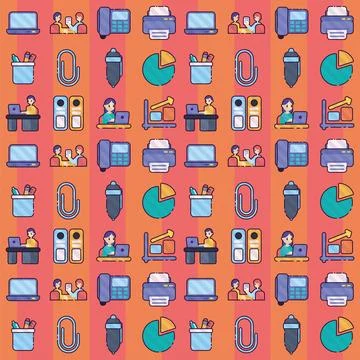 Seamless pattern background with office icons Vector Illustrazione stock