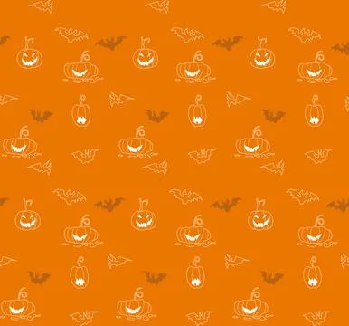 Seamless pattern background with orange halloween festive Stock Illustration