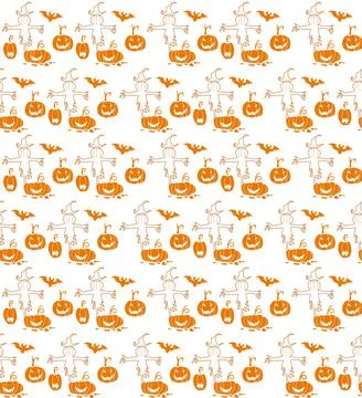 Seamless pattern background with orange halloween festive Stock Illustration