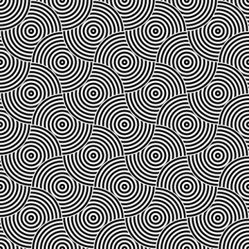 Seamless pattern background ornament of striped concentric circles. Retro mosaic イラスト素材