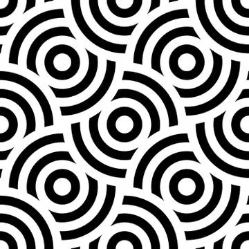 Seamless pattern background ornament of striped concentric circles. Retro mosaic Illustrazione stock