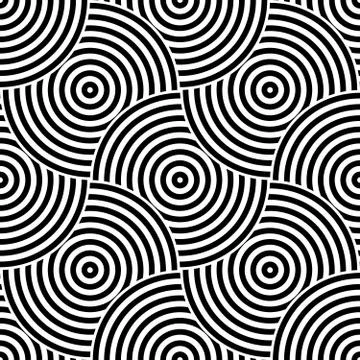 Seamless pattern background ornament of striped concentric circles. Retro mosaic Stock Illustration