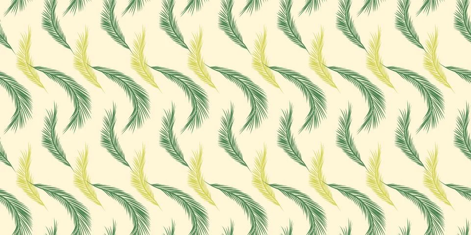 Seamless Pattern Background with Palm Leaves Colored in Various Shades of Gre Stock Illustration