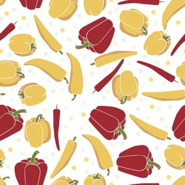 Seamless pattern background with peppers. Illustrazione stock