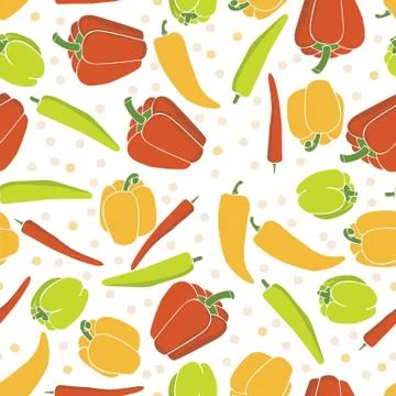 Seamless pattern background with peppers. Stock Illustration