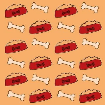 Seamless pattern background with pet object icons Vector Stock Illustration