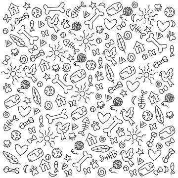 Seamless pattern background with pet toys icons Vector 스톡 일러스트