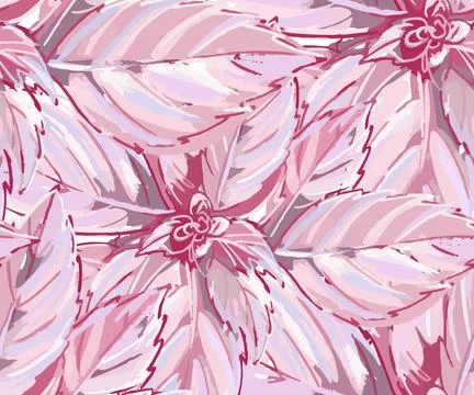Seamless pattern, background. Pink basil leaves. Large leaves. Basil. Endless Stock Illustration