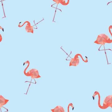 Seamless pattern background with pink flamingo. Stock Illustration