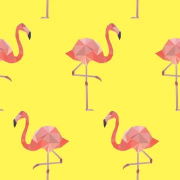 Seamless pattern background with pink flamingo. Stock Illustration