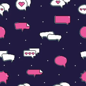 Seamless pattern background with pixelated comic speech bubble chats Vector Stock Illustration