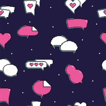 Seamless pattern background with pixelated comic speech bubble chats Vector 스톡 일러스트