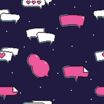 Seamless pattern background with pixelated comic speech bubble chats Vector Illustrazione stock