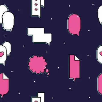 Seamless pattern background with pixelated comic speech bubble chats Vector Stock Illustration