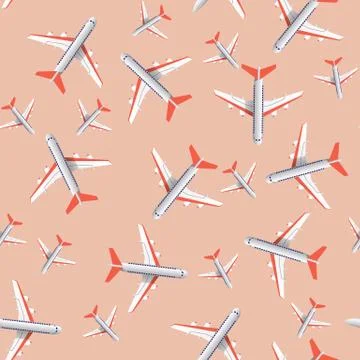 Seamless pattern background with planes. Vector. the plane pattern, Stock Illustration