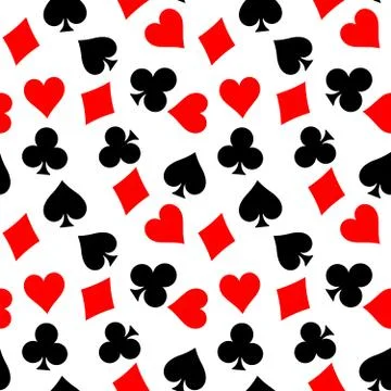 Seamless pattern background of poker suits - hearts, clubs, spades and diamonds Stockillustratie