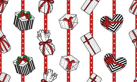 Seamless pattern background with present icons Vector 스톡 일러스트