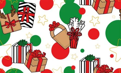 Seamless pattern background with present icons Vector Stock Illustration