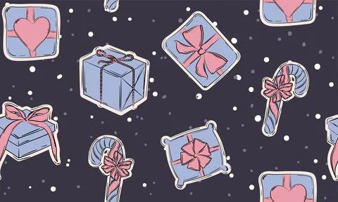 Seamless pattern background with present icons Vector Stockillustratie