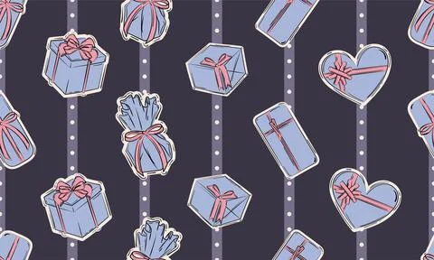 Seamless pattern background with present icons Vector 스톡 일러스트
