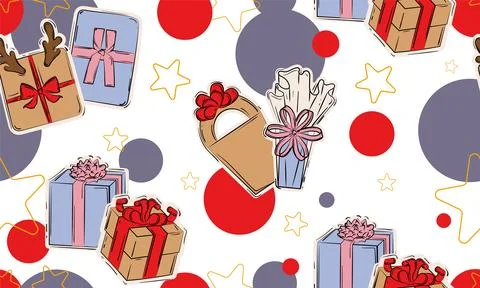Seamless pattern background with present icons Vector Illustrazione stock