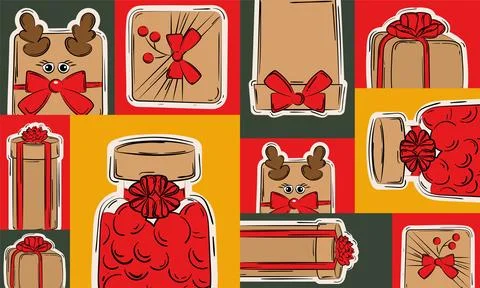 Seamless pattern background with present icons Vector 스톡 일러스트